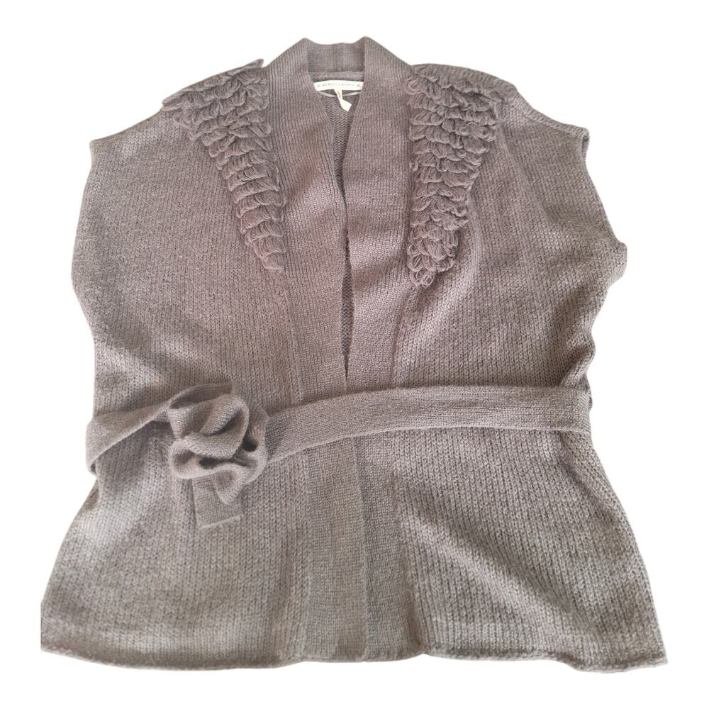 Rebecca Moses Heart Soul Style Mohair Blend Knitted Belted Sleeveless Cardigan